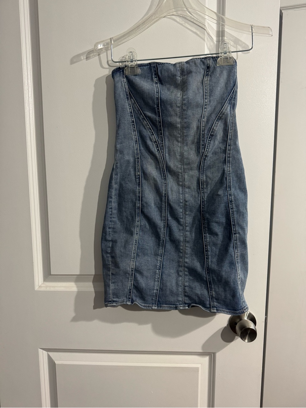 Women’s Garage Strapless Denim Mini Skirt Dress - Blue Wash size xs